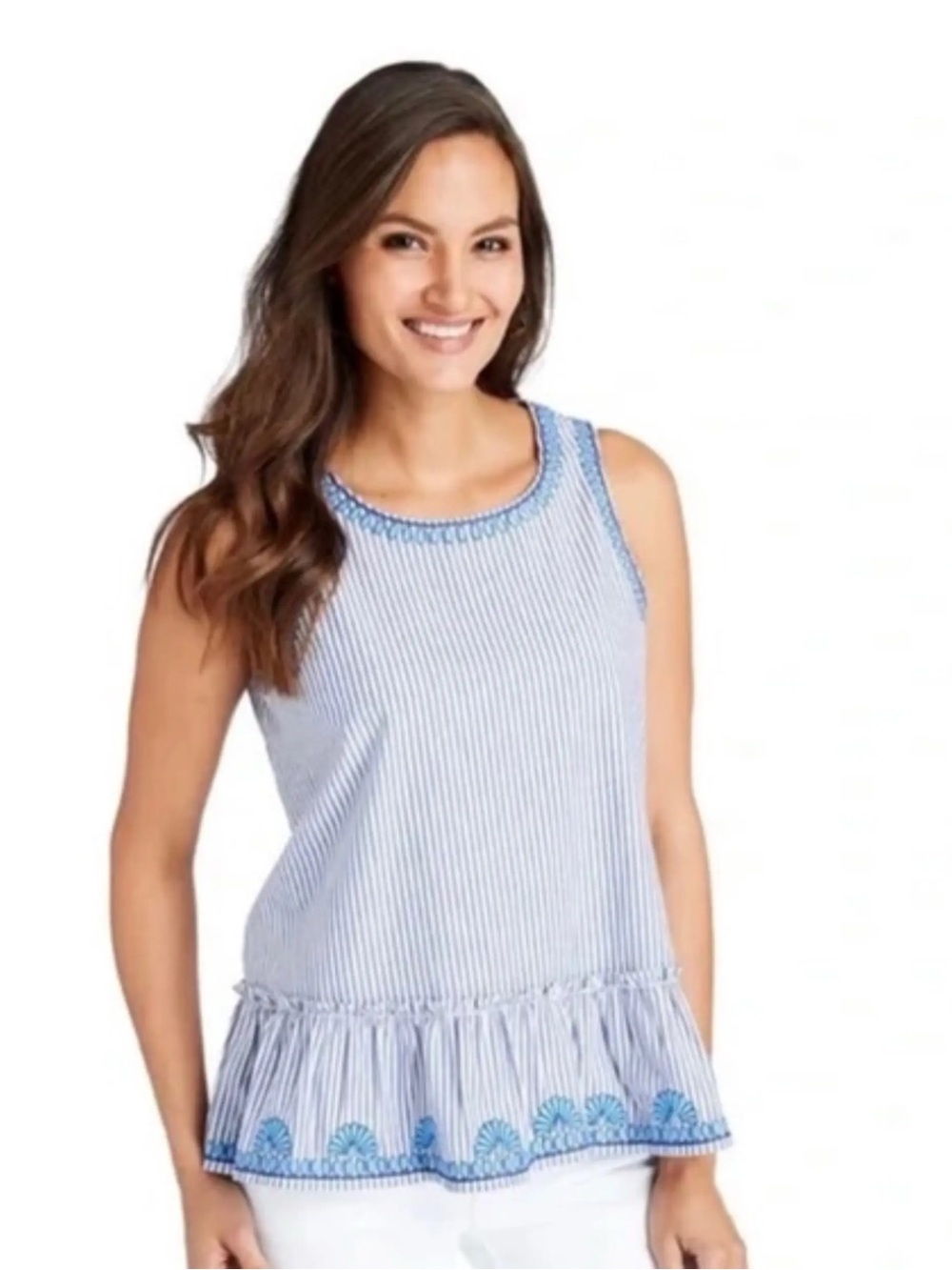 Vineyard Vines Sarah Embroidered Sleeveless swing Top